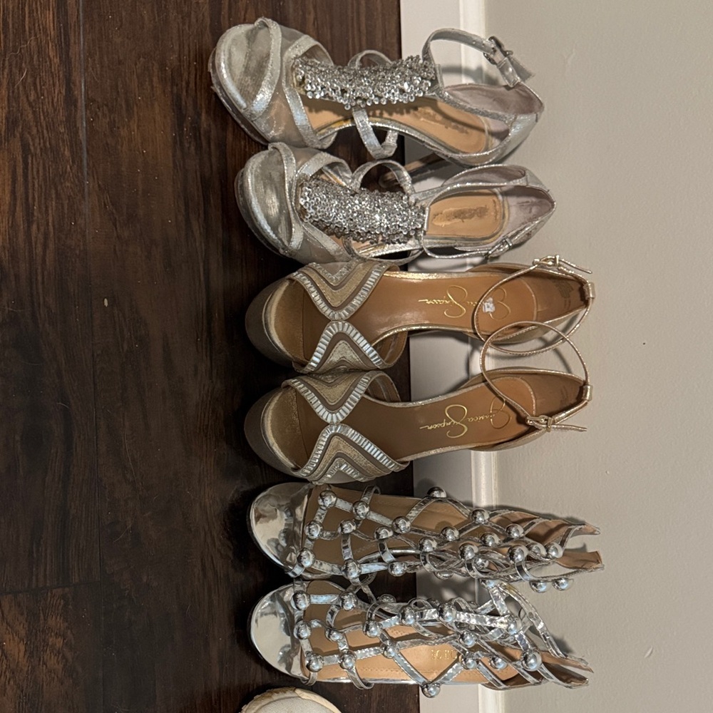 Giani Bernini Silver and Tan Heels